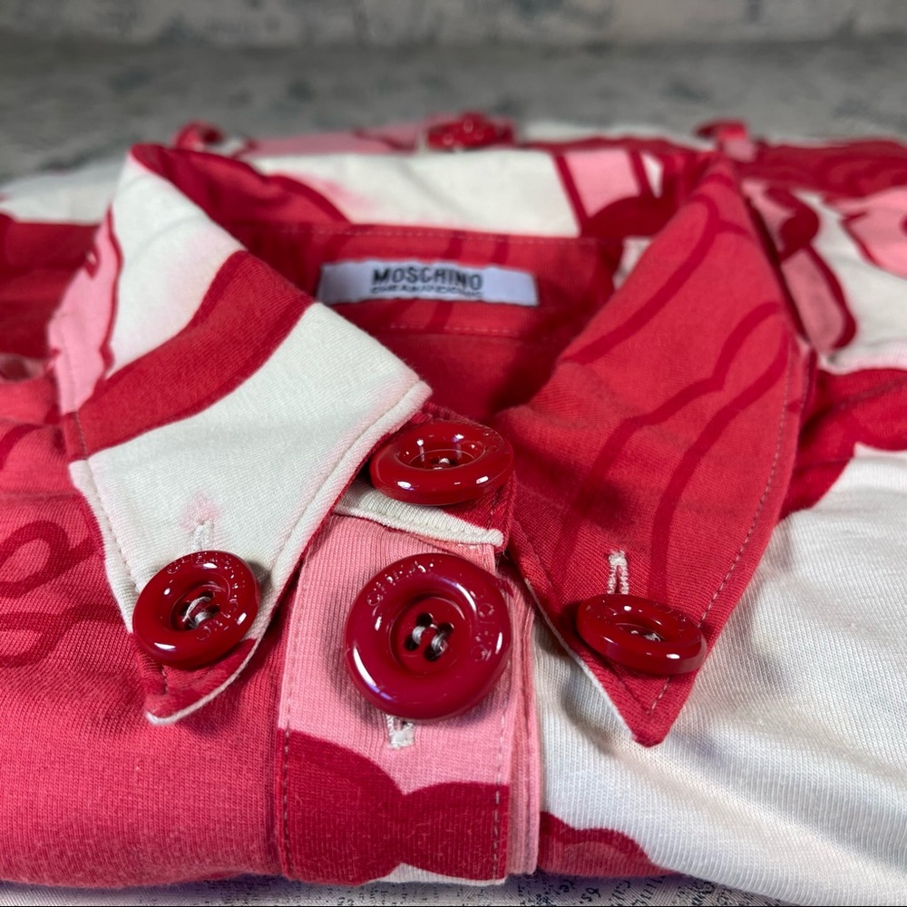 Moschino Red and Pink Patterned Midi Dress